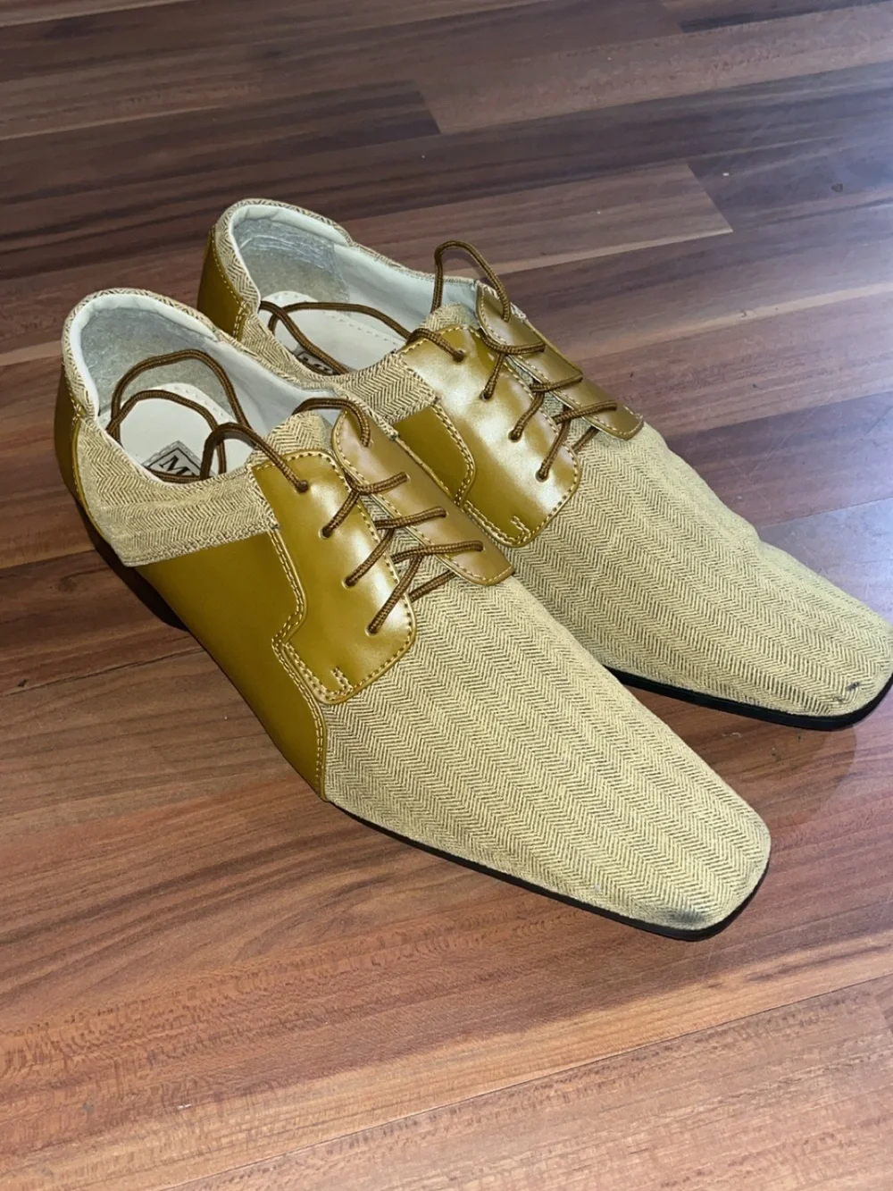 Men's Olive & Beige Herringbone Dress Shoes